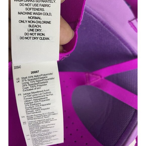 Brooks XXL Run Dare Criss Cross Magenta Heliotrope Print Sports Bra Chafe Free - Picture 9 of 10